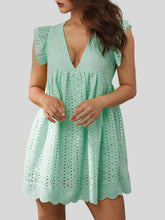 Load image into Gallery viewer, Ruffled Eyelet Cap Sleeve Mini Dress

