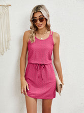 Load image into Gallery viewer, Eyelet Scoop Neck Sleeveless Dress
