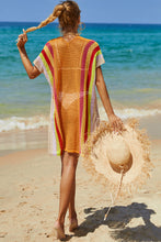 Load image into Gallery viewer, Double Take Openwork Striped Slit Knit Cover Up
