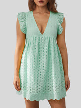 Load image into Gallery viewer, Ruffled Eyelet Cap Sleeve Mini Dress
