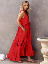 Load image into Gallery viewer, Ruffled Sleeveless Tiered Maxi Dress with Pockets
