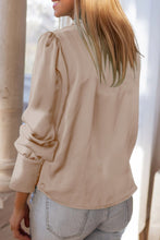 Load image into Gallery viewer, Double Take Lapel Collar Buttoned Puff Sleeve Shirt
