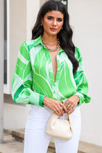 Load image into Gallery viewer, Printed Bishop Sleeve Collared Shirt
