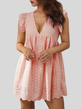 Load image into Gallery viewer, Ruffled Eyelet Cap Sleeve Mini Dress
