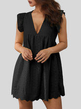 Load image into Gallery viewer, Ruffled Eyelet Cap Sleeve Mini Dress
