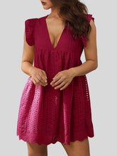 Load image into Gallery viewer, Ruffled Eyelet Cap Sleeve Mini Dress
