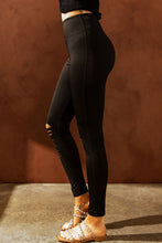 Load image into Gallery viewer, Double Take Wide Waistband Distressed Slim Fit Leggings
