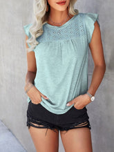 Load image into Gallery viewer, Ruffled Round Neck Cap Sleeve T-Shirt
