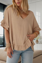 Load image into Gallery viewer, Ruffled V-Neck Half Sleeve Blouse
