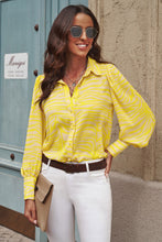 Load image into Gallery viewer, Printed Bishop Sleeve Collared Shirt
