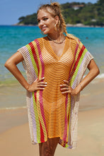 Load image into Gallery viewer, Double Take Openwork Striped Slit Knit Cover Up
