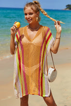 Load image into Gallery viewer, Double Take Openwork Striped Slit Knit Cover Up
