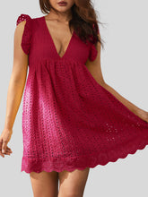 Load image into Gallery viewer, Ruffled Eyelet Cap Sleeve Mini Dress
