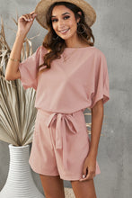 Load image into Gallery viewer, Tie Belt Short Sleeve Romper
