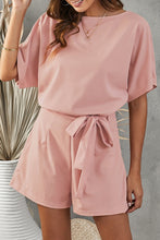 Load image into Gallery viewer, Tie Belt Short Sleeve Romper
