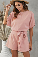 Load image into Gallery viewer, Tie Belt Short Sleeve Romper
