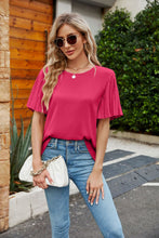 Load image into Gallery viewer, Pleated Flutter Sleeve Round Neck Blouse
